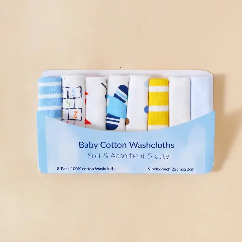 Cotton Baby Towels Set – Soft & Absorbent Newborn Saliva Washcloths (5/8 Pack)