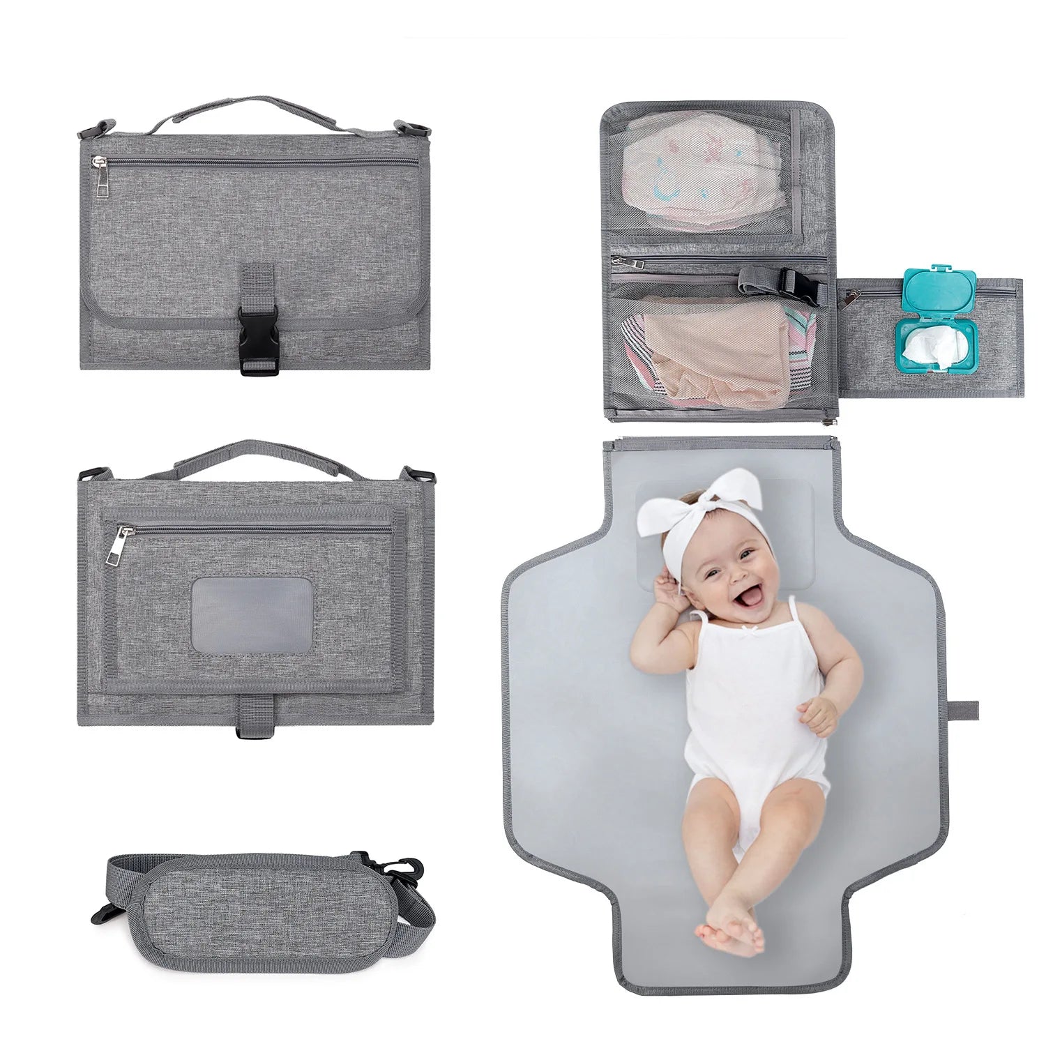 3-in-1 Portable Baby Changing Pad – Waterproof Travel Organizer