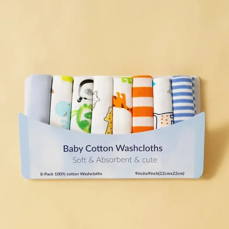 Cotton Baby Towels Set – Soft & Absorbent Newborn Saliva Washcloths (5/8 Pack)